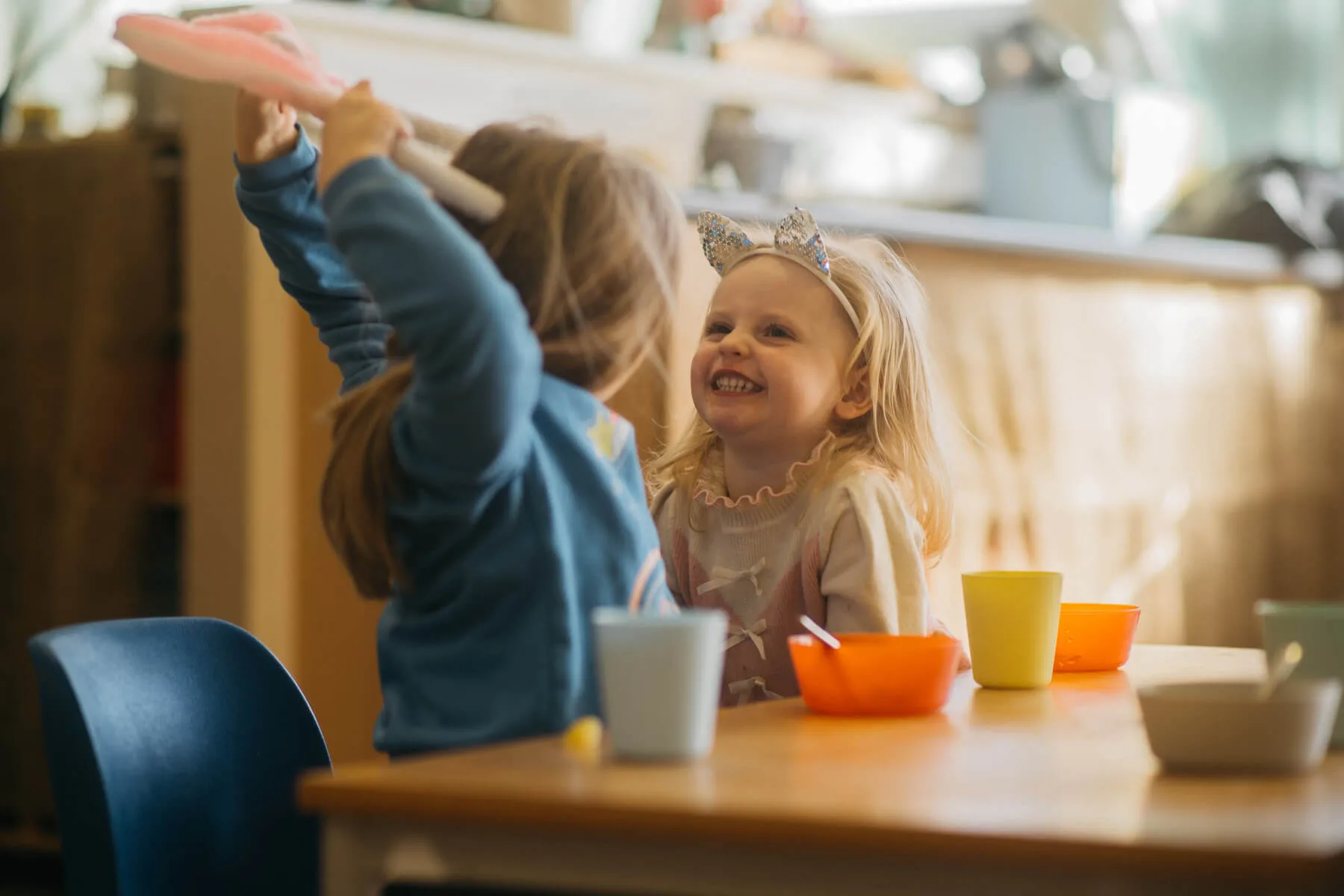 Two Girls Having a Tea Party