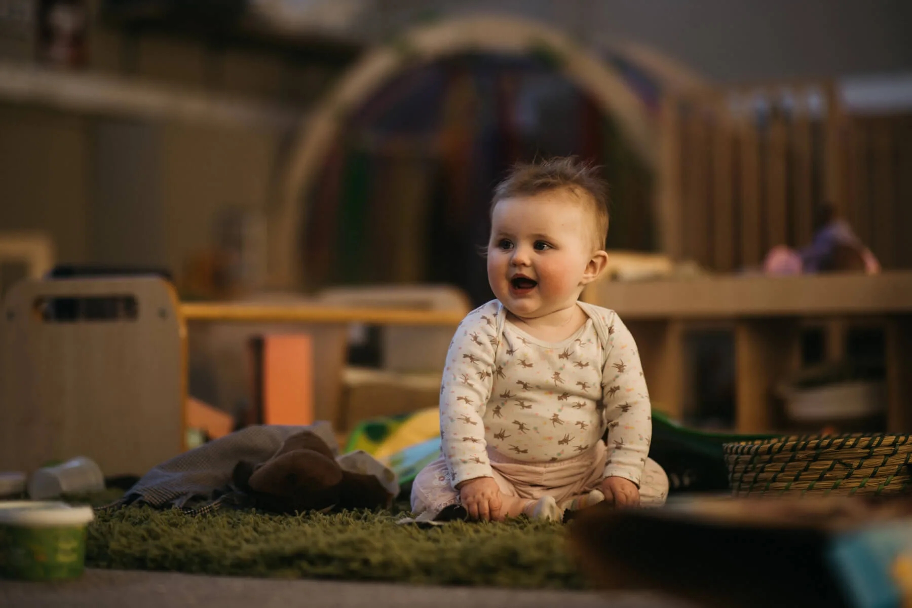 Toddler Sat Laughing