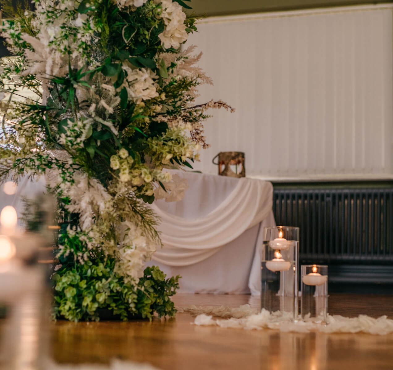 Floral Wedding Arrangement With Candles