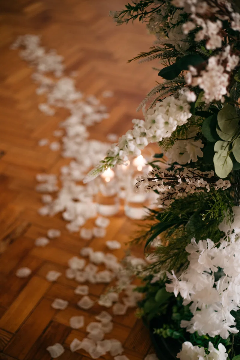 Floral Wedding Decor with White Petals